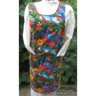 tropical parrot paradise vintage canning apron