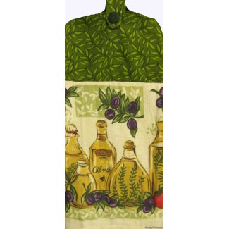 olive oil bottles oven door towel