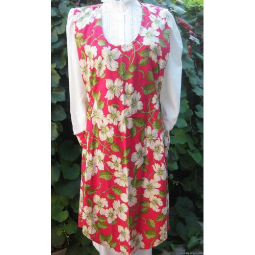 tropical flower vintage apron