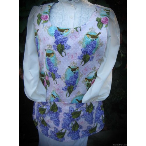 gorgeous bird lilac pink flower cobbler apron
