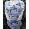 winter town scene snowman christmas cobbler apron lg xl