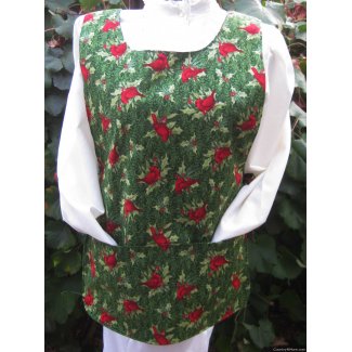 christmas cardinal birds rose cobbler apron lg xl