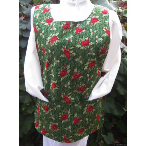 christmas cardinal birds rose cobbler apron lg xl