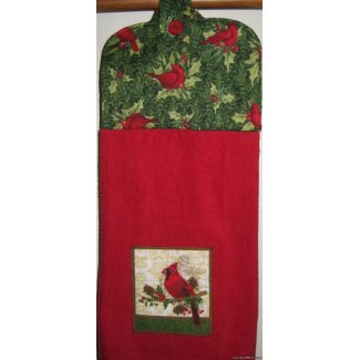 winter holiday cardinal oven door towel