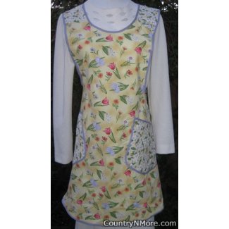 lavender tulips spring floral vintage apron