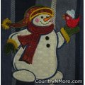 embroidered snowman cardinal bird holiday winter kitchen towel