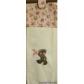 pink ribbon bear hanging oven door towel