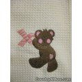 pink ribbon bear hanging oven door towel