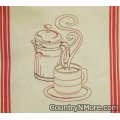 hot coffee embroidered kitchen tea towel