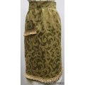 gorgeous vintage green swirl waist apron eyelet trim