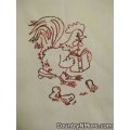 papa rooster reading story baby chicks embroidered towel