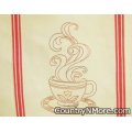 steaming cup coffee embroidered kitchen tea towel