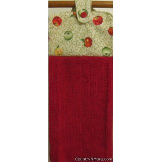 sweet red green apple oven door towel