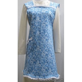 blue rose eyelet vintage style apron