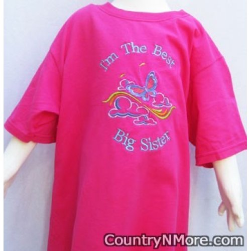 best big sister embroidered t shirt pink