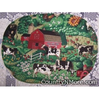 country cows farm life reversible place mat