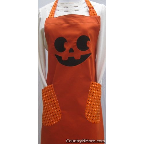 embroidered jack o lantern halloween adult bbq apron