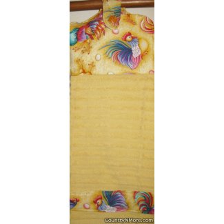 beautiful chicken rooster hanging oven door towel 2