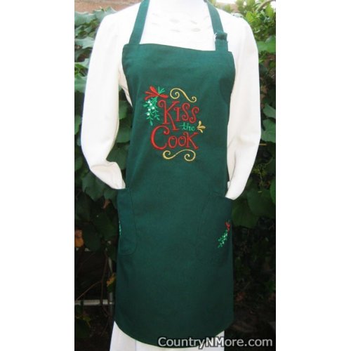 kiss cook christmas holiday embroidered bbq apron