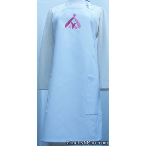 pink ribbon hope embroidered white apron