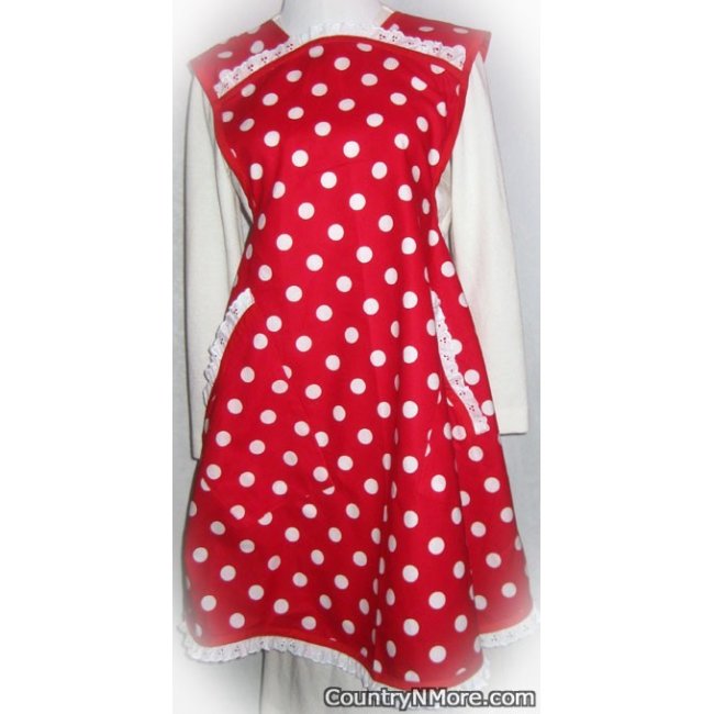 50s Style Retro Apron Red With Large White Polka Dots Cute Housewife  Kitchen Apron