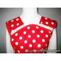 vintage red large white polka dots