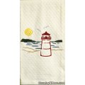 lighthouse embroidered kitchen terry tea towel