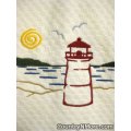 lighthouse embroidered kitchen terry tea towel