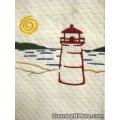 lighthouse embroidered kitchen terry towel