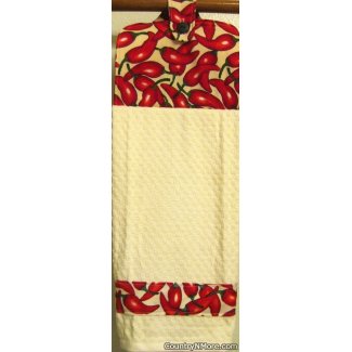 chili pepper border oven door kitchen towel