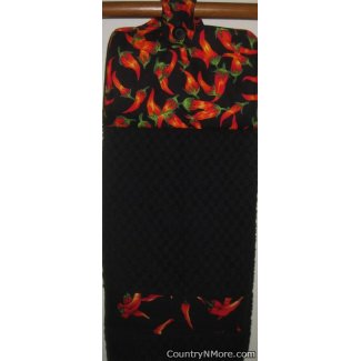 chili pepper oven door towel black