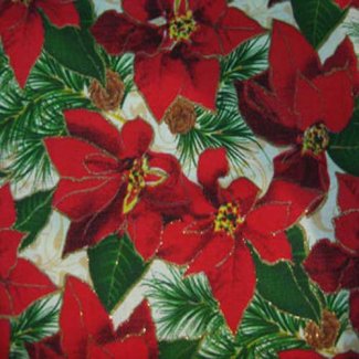 poinsettias cream fabric