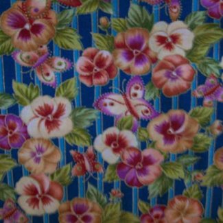 butterflies pansies fabric