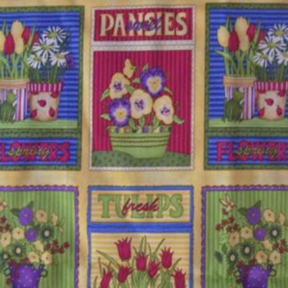 garden plant squares fabric