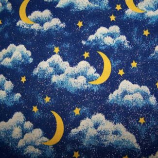 glittery stars moons fabric