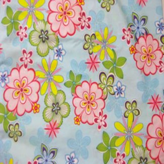 retro flowers blue fabric