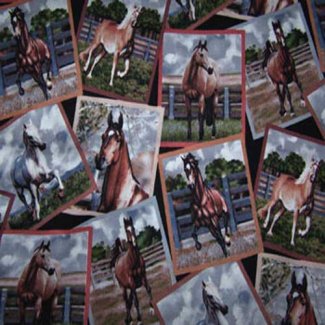 horse scenes fabric