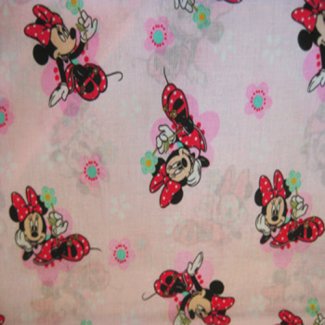 minnie mouse light pink background fabric