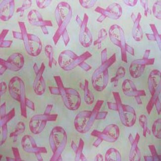 hope love pink ribbon fabric