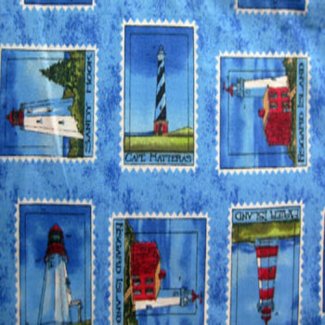 lighthouse stamps fabric