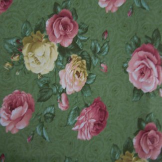 roses green fabric