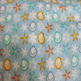 seashells starfish christmas glitter fabric