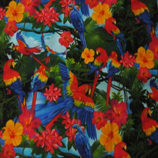 colorful tropical parrot fabric