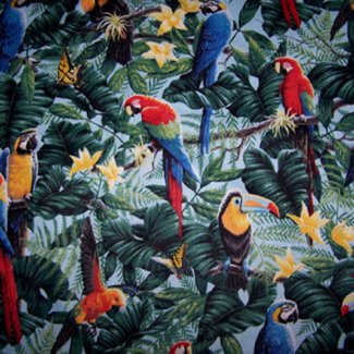 springs wings paradise parrots toucans fabric