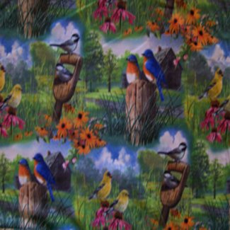 birds garden fabric