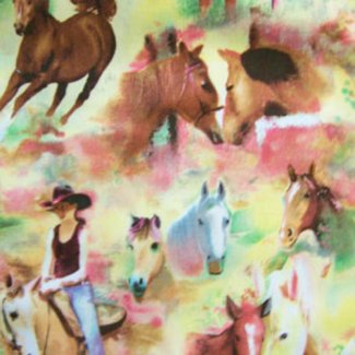 watercolor cowgirl fabric