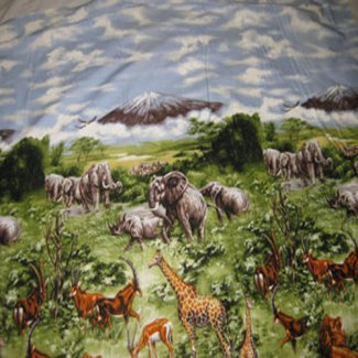 wildlife single border kilimanjaro fabric