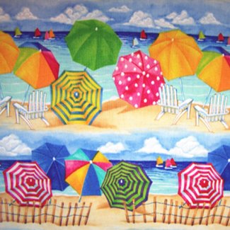 beach umbrella scene fabric