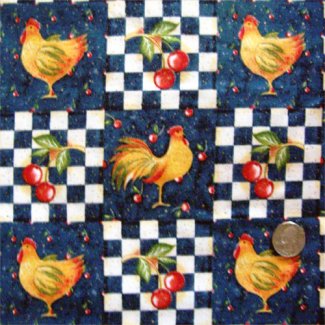 chicken cherries fabric 2421