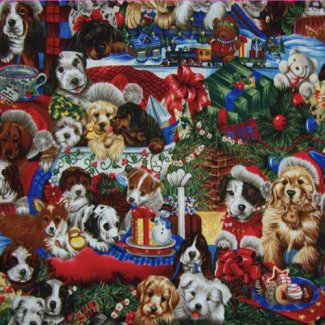 christmas puppies fabric